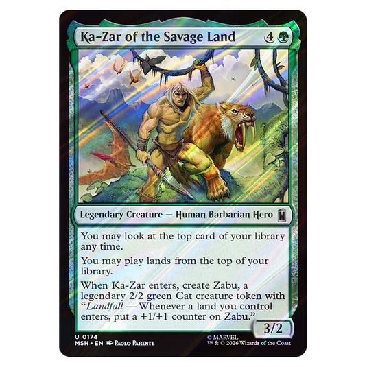 Ka-Zar of the Savage Land 0174 card from the Magic The Gathering set Marvel Super Heroes