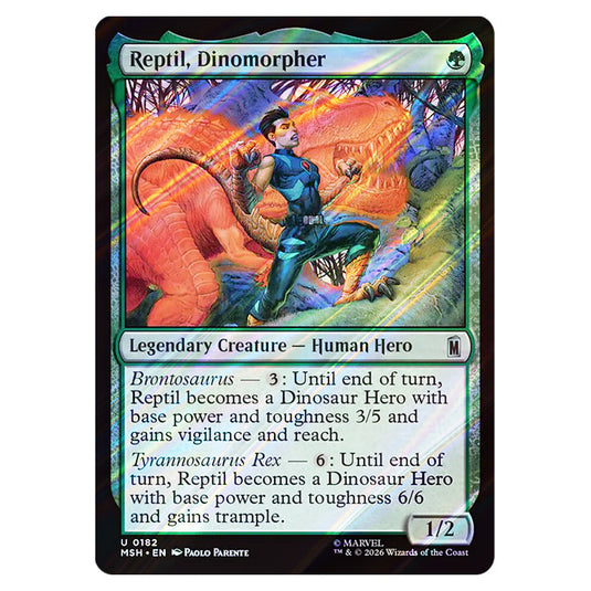 Reptil, Dinomorpher 0182 card from the Magic The Gathering set Marvel Super Heroes