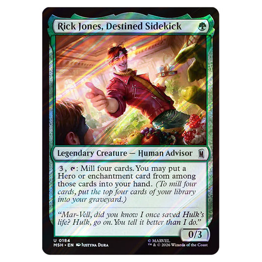 Rick Jones, Destined Sidekick 0184 card from the Magic The Gathering set Marvel Super Heroes