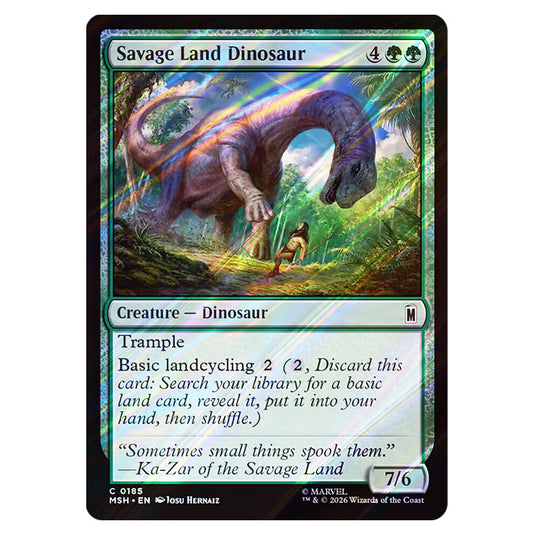 Savage Land Dinosaur 0185 card from the Magic The Gathering set Marvel Super Heroes