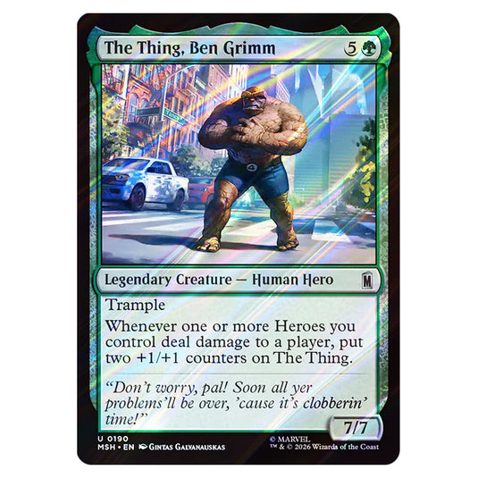 The Thing, Ben Grimm 0190 card from the Magic The Gathering set Marvel Super Heroes