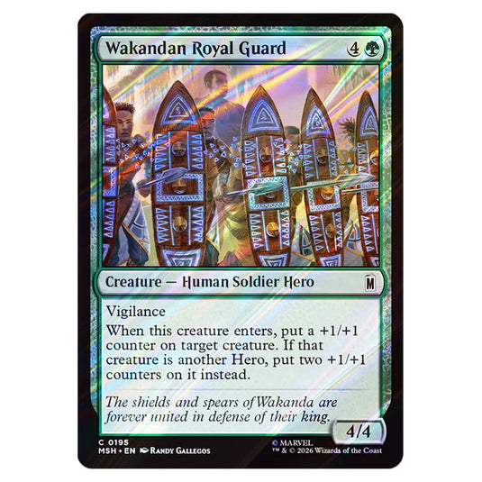 Wakandan Royal Guard 0195 card from the Magic The Gathering set Marvel Super Heroes