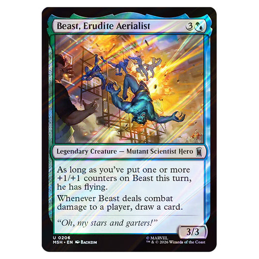 Beast, Erudite Aerialist 0206 card from the Magic The Gathering set Marvel Super Heroes