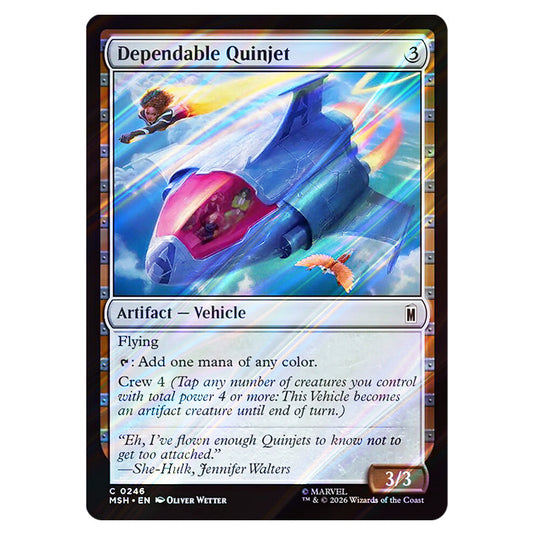 Dependable Quinjet 0246 card from the Magic The Gathering set Marvel Super Heroes