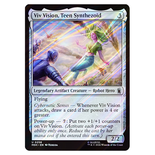 Viv Vision, Teen Synthezoid 0256 card from the Magic The Gathering set Marvel Super Heroes