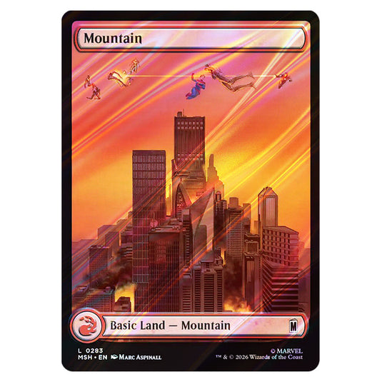 Mountain 0283 card from the Magic The Gathering set Marvel Super Heroes