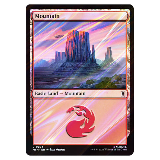 Mountain 0294 card from the Magic The Gathering set Marvel Super Heroes