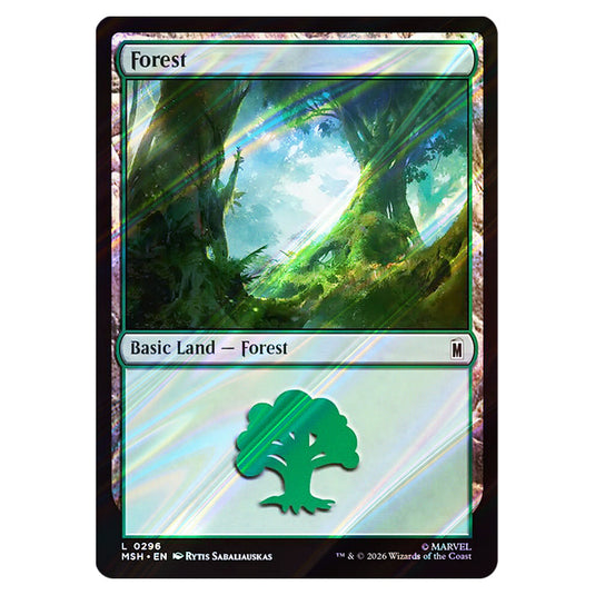Forest 0296 card from the Magic The Gathering set Marvel Super Heroes