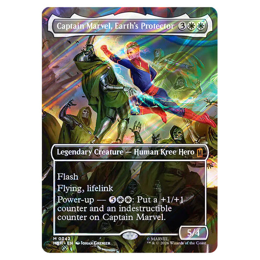 Captain Marvel, Earth's Protector 0342 card from the Magic The Gathering set Marvel Super Heroes