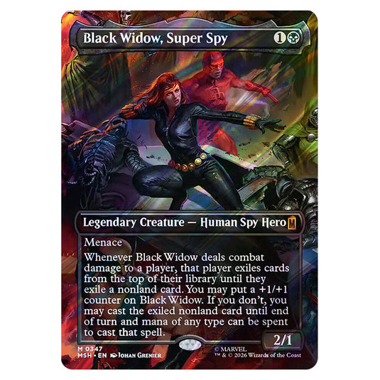 Black Widow, Super Spy 0347 card from the Magic The Gathering set Marvel Super Heroes