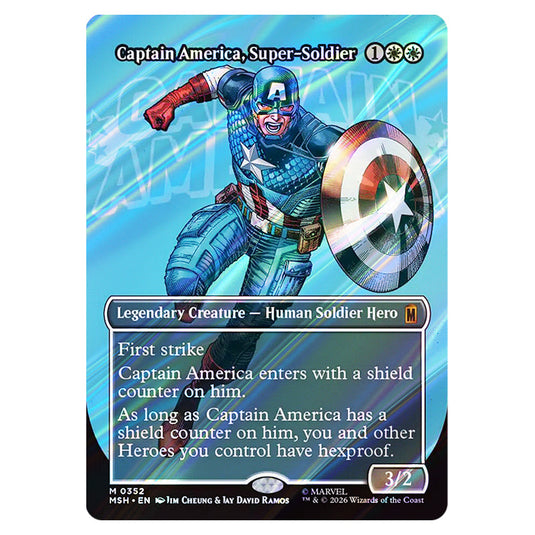 Captain America, Super-Soldier 0352 card from the Magic The Gathering set Marvel Super Heroes