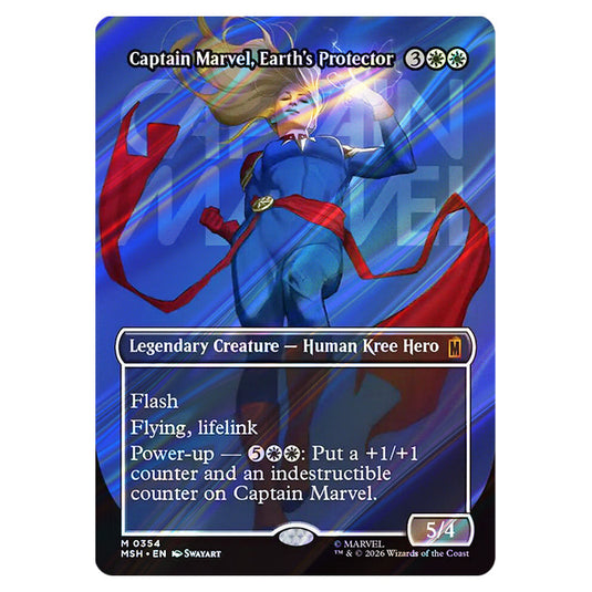 Captain Marvel, Earth's Protector 0354 card from the Magic The Gathering set Marvel Super Heroes