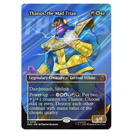 Thanos, the Mad Titan 0376 card from the Magic The Gathering set Marvel Super Heroes