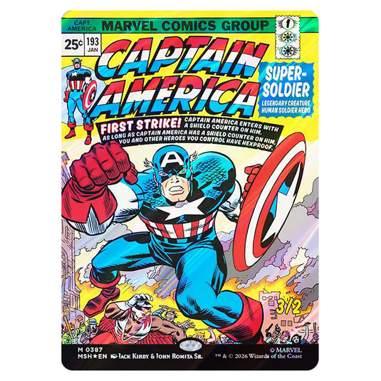 Captain America, Super-Soldier 0387 card from the Magic The Gathering set Marvel Super Heroes