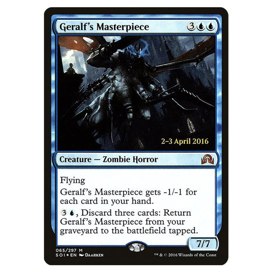 Geralf's Masterpiece 65s card from the Magic The Gathering set Shadows Over Innistrad Promos