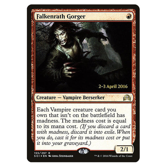 Falkenrath Gorger 155s card from the Magic The Gathering set Shadows Over Innistrad Promos