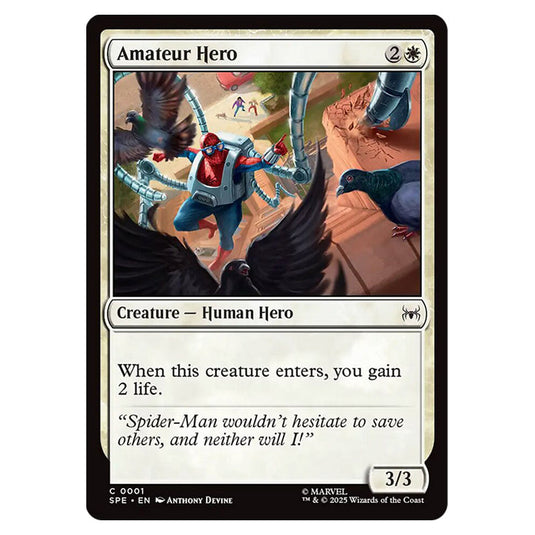Amateur Hero 0001 card from the Magic The Gathering set Marvel's Spider-Man Eternal