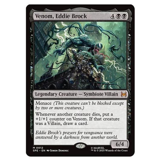 Venom, Eddie Brock 0012 card from the Magic The Gathering set Marvel's Spider-Man Eternal