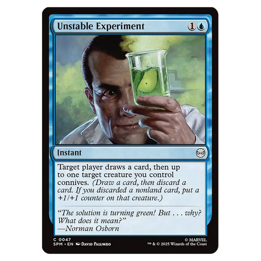 Unstable Experiment 0047 card from the Magic The Gathering set Marvel's Spider-Man
