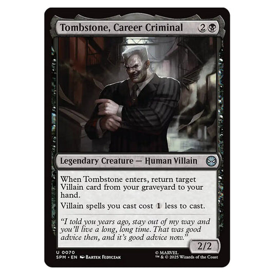 Tombstone, Career Criminal 0070 card from the Magic The Gathering set Marvel's Spider-Man