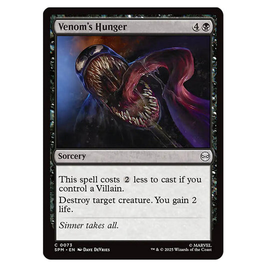 Venom's Hunger 0073 card from the Magic The Gathering set Marvel's Spider-Man