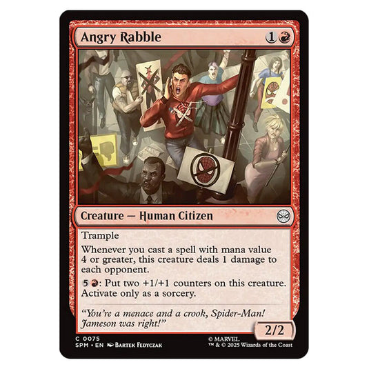 Angry Rabble 0075 card from the Magic The Gathering set Marvel's Spider-Man
