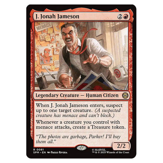J. Jonah Jameson 0081 card from the Magic The Gathering set Marvel's Spider-Man
