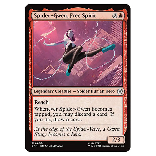 Spider-Gwen, Free Spirit 0090 card from the Magic The Gathering set Marvel's Spider-Man