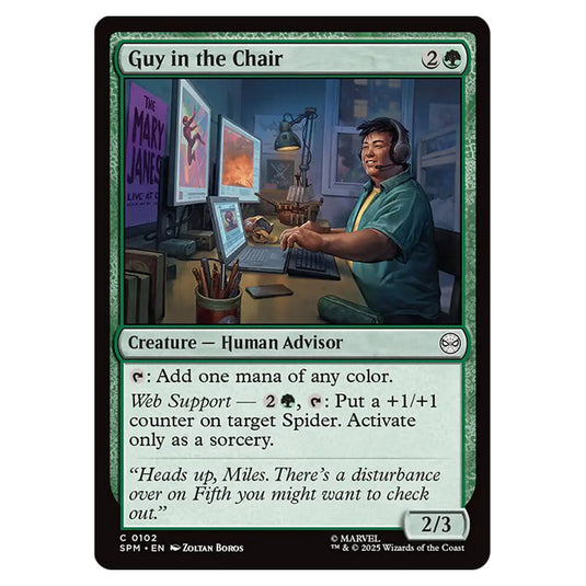 Guy in the Chair 0102 card from the Magic The Gathering set Marvel's Spider-Man
