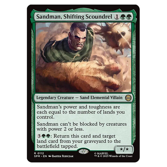 Sandman, Shifting Scoundrel 0112 card from the Magic The Gathering set Marvel's Spider-Man