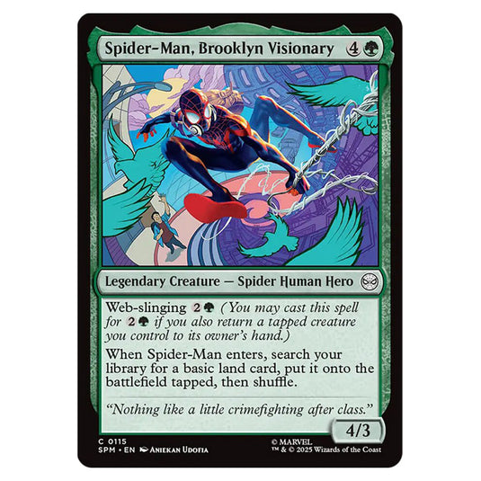 Spider-Man, Brooklyn Visionary 0115 card from the Magic The Gathering set Marvel's Spider-Man