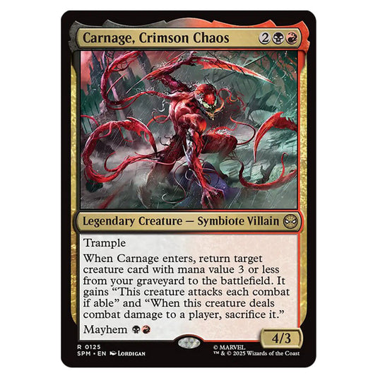 Carnage, Crimson Chaos 0125 card from the Magic The Gathering set Marvel's Spider-Man