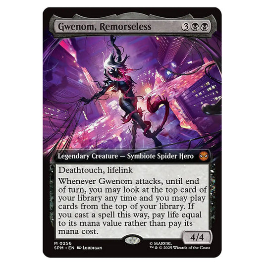 Gwenom, Remorseless 0256 card from the Magic The Gathering set Marvel's Spider-Man