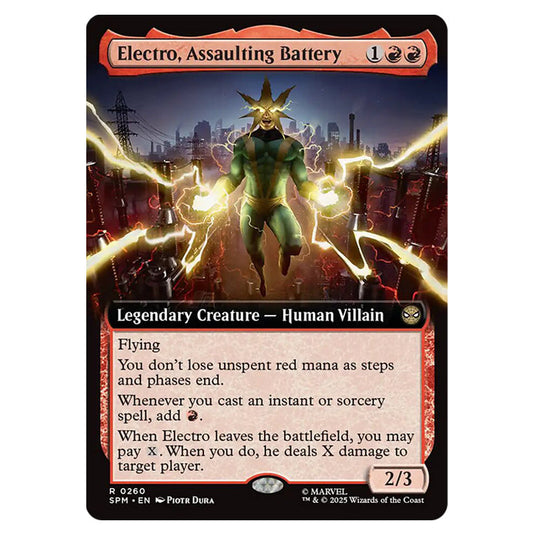 Electro, Assaulting Battery 0260 card from the Magic The Gathering set Marvel's Spider-Man