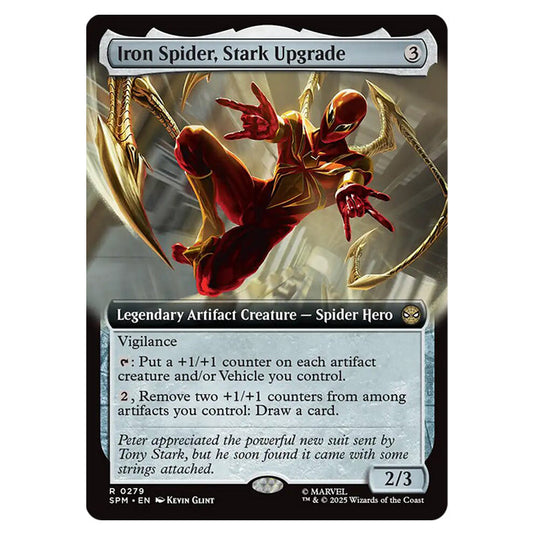 Iron Spider, Stark Upgrade 0279 card from the Magic The Gathering set Marvel's Spider-Man