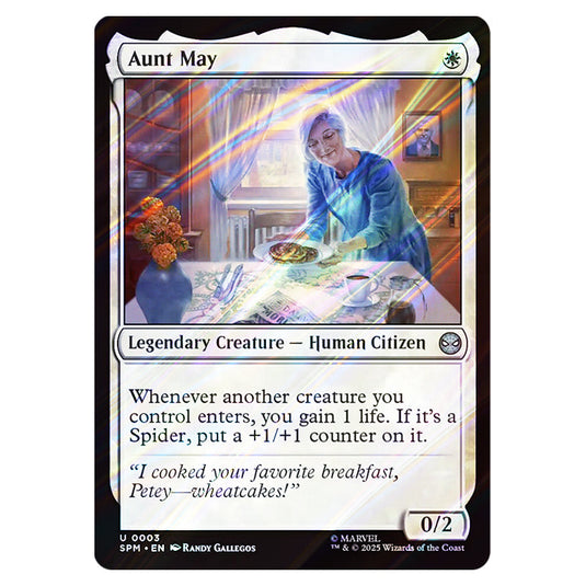 Aunt May 0003 card from the Magic The Gathering set Marvel's Spider-Man