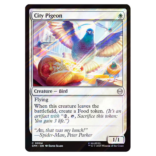 City Pigeon 0004 card from the Magic The Gathering set Marvel's Spider-Man