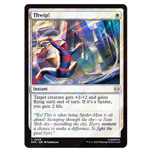 Thwip! 0020 card from the Magic The Gathering set Marvel's Spider-Man