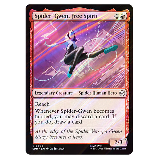 Spider-Gwen, Free Spirit 0090 card from the Magic The Gathering set Marvel's Spider-Man