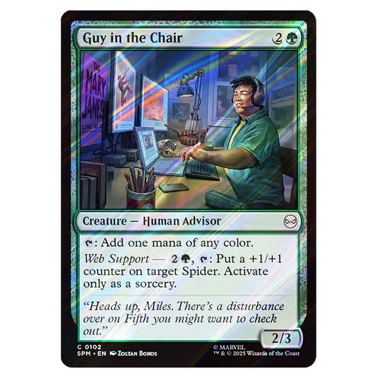 Guy in the Chair 0102 card from the Magic The Gathering set Marvel's Spider-Man