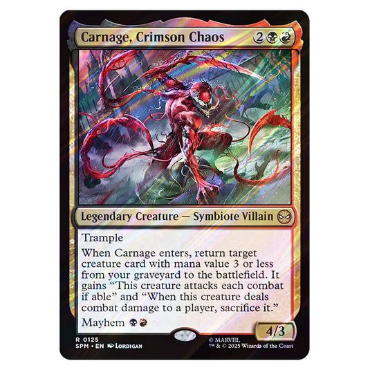 Carnage, Crimson Chaos 0125 card from the Magic The Gathering set Marvel's Spider-Man