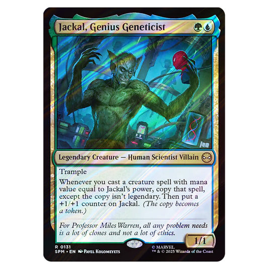 Jackal, Genius Geneticist 0131 card from the Magic The Gathering set Marvel's Spider-Man