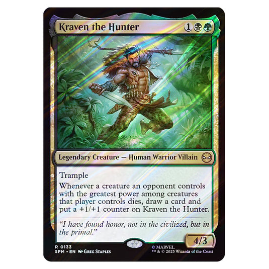 Kraven the Hunter 0133 card from the Magic The Gathering set Marvel's Spider-Man