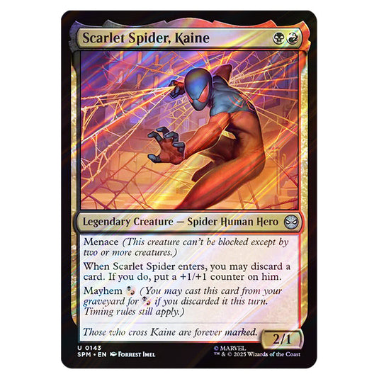 Scarlet Spider, Kaine 0143 card from the Magic The Gathering set Marvel's Spider-Man