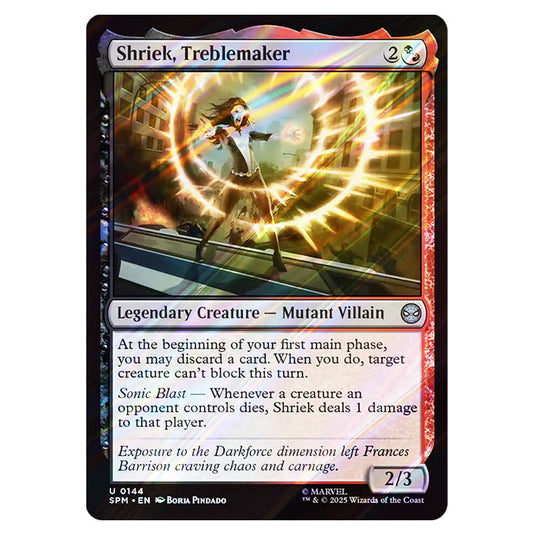 Shriek, Treblemaker 0144 card from the Magic The Gathering set Marvel's Spider-Man