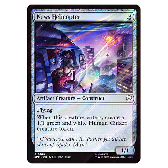 News Helicopter 0169 card from the Magic The Gathering set Marvel's Spider-Man