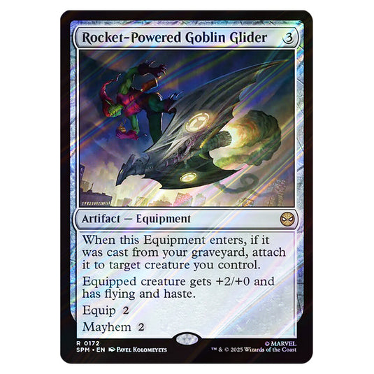 Rocket-Powered Goblin Glider 0172 card from the Magic The Gathering set Marvel's Spider-Man