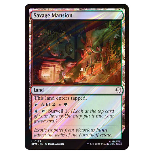 Savage Mansion 0183 card from the Magic The Gathering set Marvel's Spider-Man
