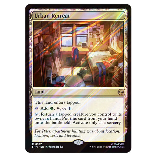 Urban Retreat 0187 card from the Magic The Gathering set Marvel's Spider-Man