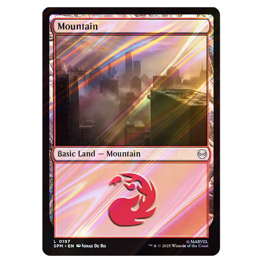 Mountain 0197 card from the Magic The Gathering set Marvel's Spider-Man